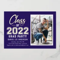 Grad Party | Deep Purple Photo Graduation Foil Invitation