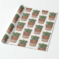 Potted Succulent Cactus Houseplant Wrapping Paper