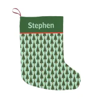 Simple Christmas Tree Pattern with Name on Stripe Small Christmas Stocking