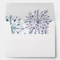 Rustic Watercolor Snowflakes Blue Winter Wedding Envelope