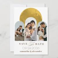 Modern Script Arch Celestial Moon 3 Photo Elegant Save The Date