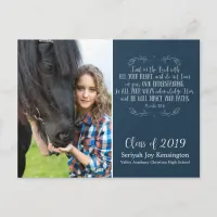 Christian Graduation Bible Verse | Rustic Blue Postcard