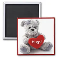 Grey Bear With Heart Magnet