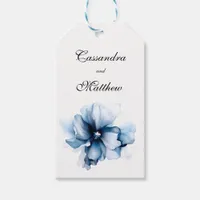 Elegant Dusty Blue Navy  Flowers Wedding  Gift Tags