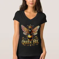 Majestic Queen Bee Illustration Featuring a Crown  T-Shirt