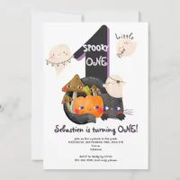 Spooky ONE Little Boo Halloween Kids 1st Birthday Invitation