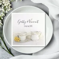 Tea Cup with Yellow Daisies Wedding Napkins