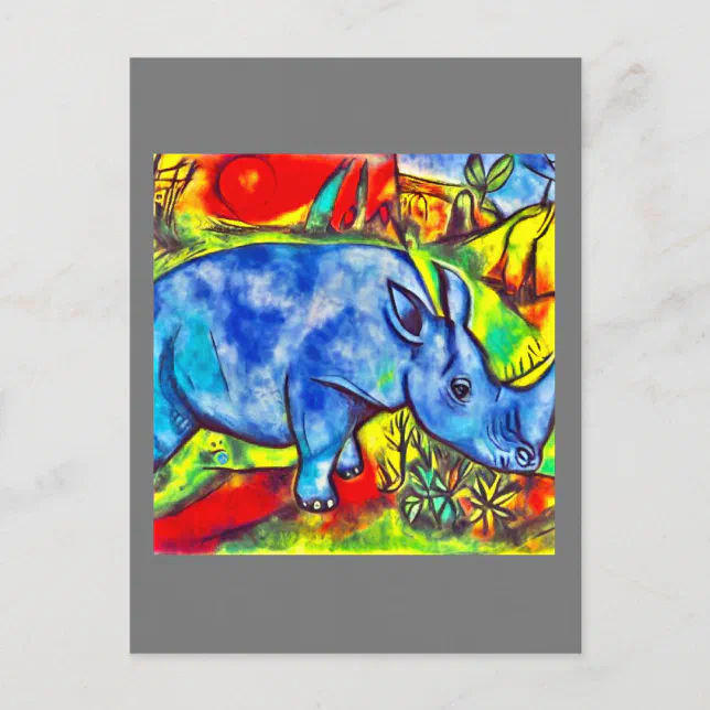 Colorful Rhino Postcard