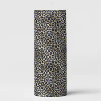 Navy and Gold Cheetah Pillar Candle