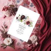 Burgundy, Navy and Blush Floral Wedding Invitation