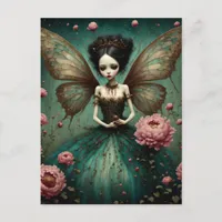 The Dark Fairy in Peony Garden Postcard