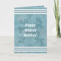 Southwest Winter Deer Blue Holiday Greeting Card