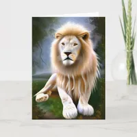 Majestic White Lion Ethereal Art Card