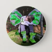 Tired Lyme Disease Warrior with Angel Wings Button