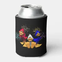 Cute 4th of July Red, White and Blue Ducks Can Cooler