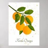 Florida Oranges Abstract Citrus Fruit Art Poster