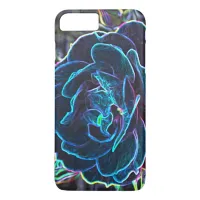 Swirly Blue Neon Rose iPhone 8 Plus/7 Plus Case