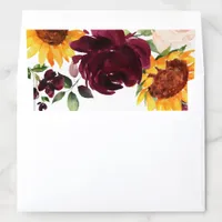 Sunflower and Roses Burgundy Red Fall Wedding Envelope Liner