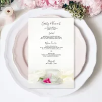 Floral Tea Cup and Pink Roses Wedding Menu