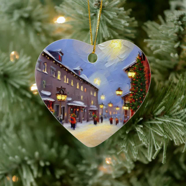 Christmas city street - rue à noël ceramic ornament