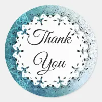 Blue Mandala Thank You Stickers