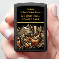 Farmer Tending New Hampshire Red Chickens Zippo Lighter