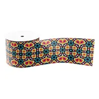 Multicolored Cute Trendy Op Art Geometric Pattern Grosgrain Ribbon