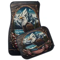 Eagle Perched in Serene Mountains Car Floor Mat