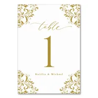 Elegant Gold Vintage Classic Small Wedding Table Number