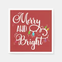 merry and bright holiday lights napkins