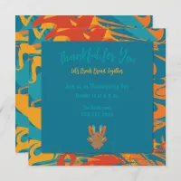 Orange & Teal Thanksgiving Invitation