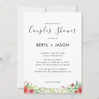 Elegant Crimson Watercolor Floral Couples Shower Invitation