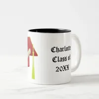 Graduation Red Cap Class of 20XX Add Name Two-Tone Coffee Mug