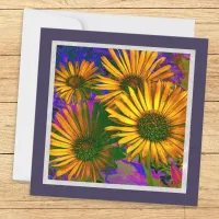 Yellow Flowers Elegant Art Floral Blank Pretty Card