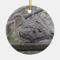 Fluffy Dove, Wishing you a Peaceful New Year Ceramic Ornament