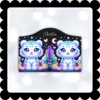 Cute Kids Holographic White Tiger |  Door Sign