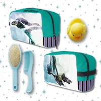 Cute Penguin Teal and Purple Kids' Travel Bag