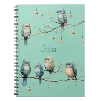 Whimsical Birds on Branches Timeless Elegance Notebook