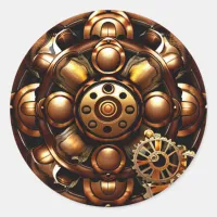 Steampunk Copper Metal Gears Copper  Classic Round Sticker