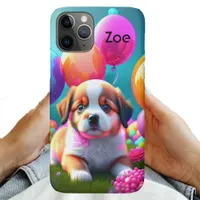 Cute puppy with balloons - sweet  iPhone 11 pro case