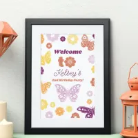Retro Butterfly Birthday Welcome Printable Poster