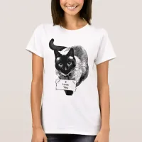 Funny Siamese Cat Holding, "I Love You" Sign T-Shirt