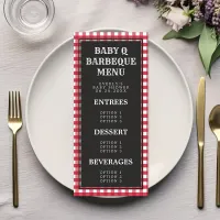 Baby Q Red Gingham Plaid Baby Shower Menu