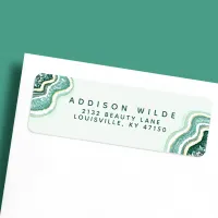 Teal Gold Glitter Agate Geode Return Address Label