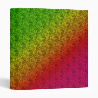Diag Rainbow Gradient Floral Pattern Red Green 3 Ring Binder