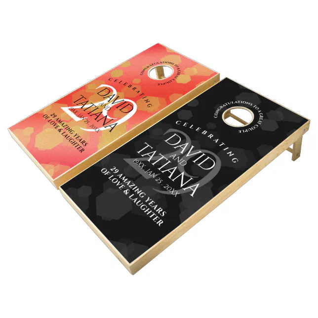 Elegant 29th Garnet Wedding Anniversary Cornhole Set