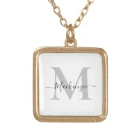 Personalize Monogram Initial Name Gold Plated Necklace