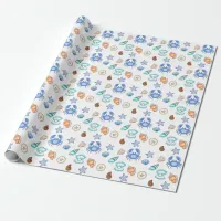 Cute Blue Seaside Beachy Baby Shower Wrapping Paper
