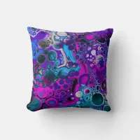 Purple, Blue Modern Abstract Fluid Art Marble Cell Throw Pillow