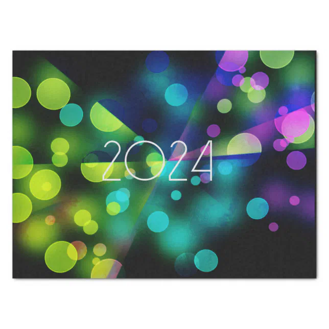 2024 new year with multicolor bubbles tissue paper